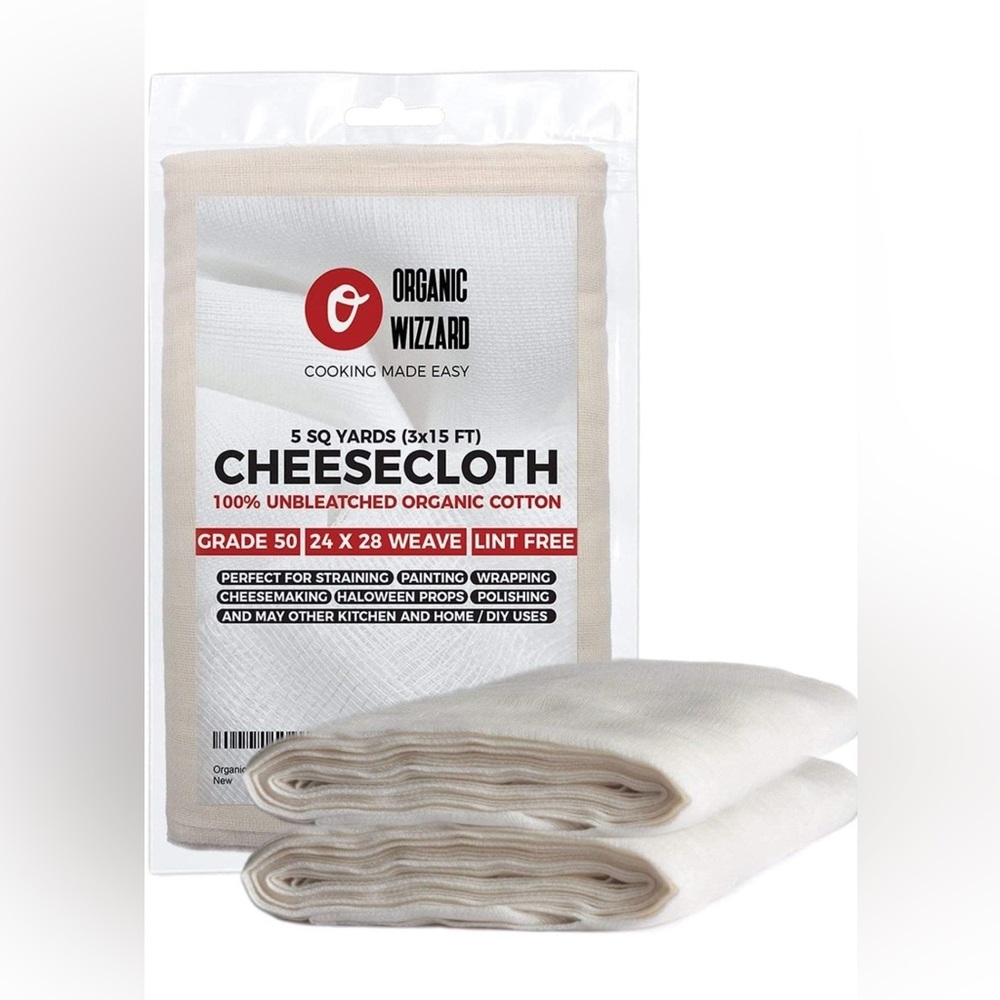 Organic Wizzard Cheesecloth. 100% Unbleached Organic Cotton. 5 Sq Yards. NEW!